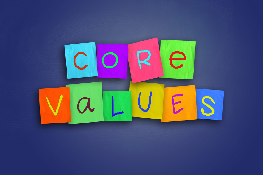 sticky notes with core values